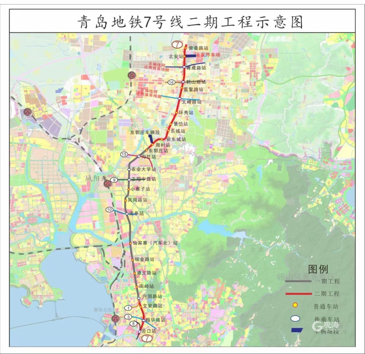 官方公示！青岛地铁12、16号线4个站点位置曝光，6.1公里地铁区间正式开工！_示范区
