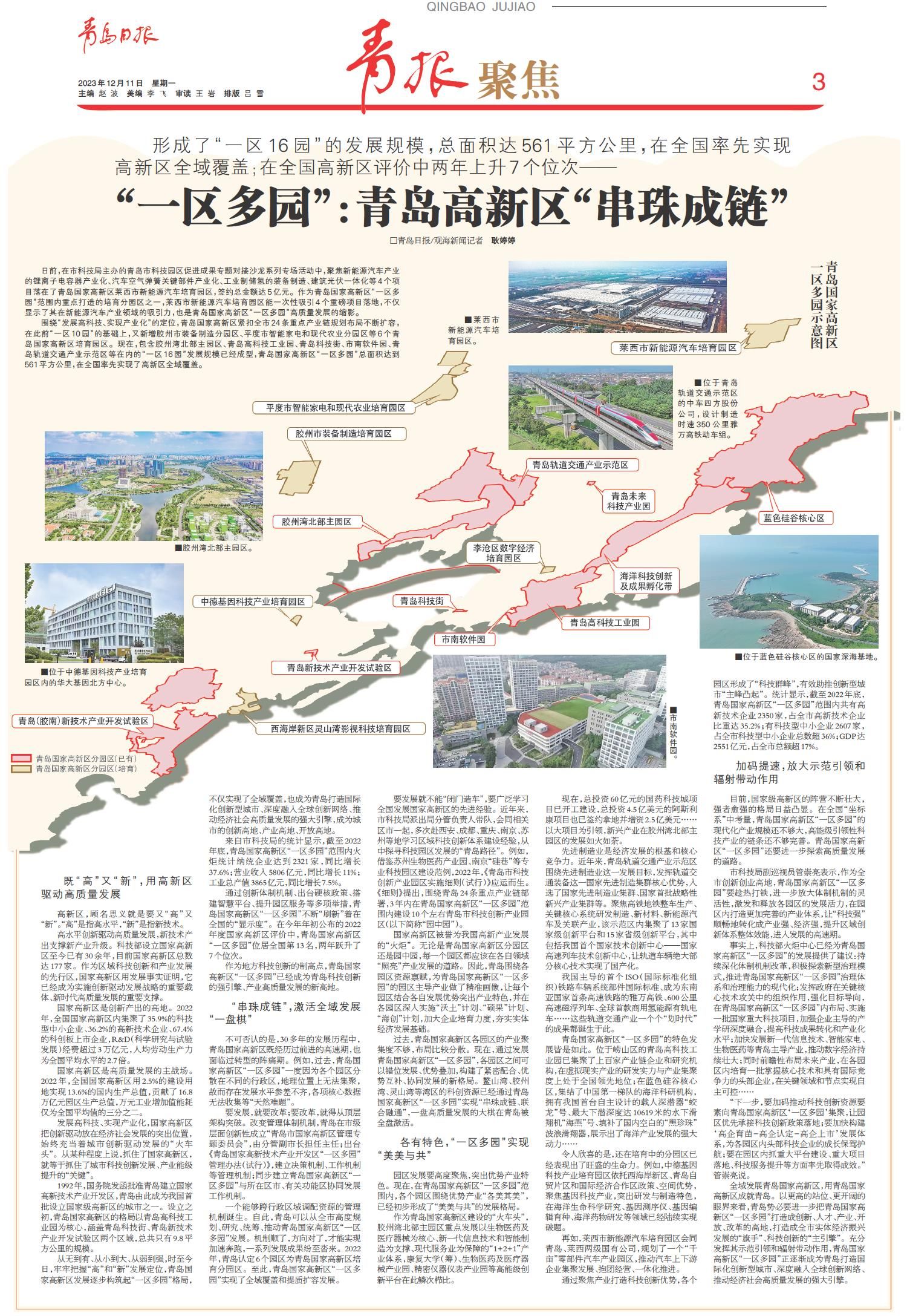 总面积达561平方公里一区多园青岛高新区串珠成链