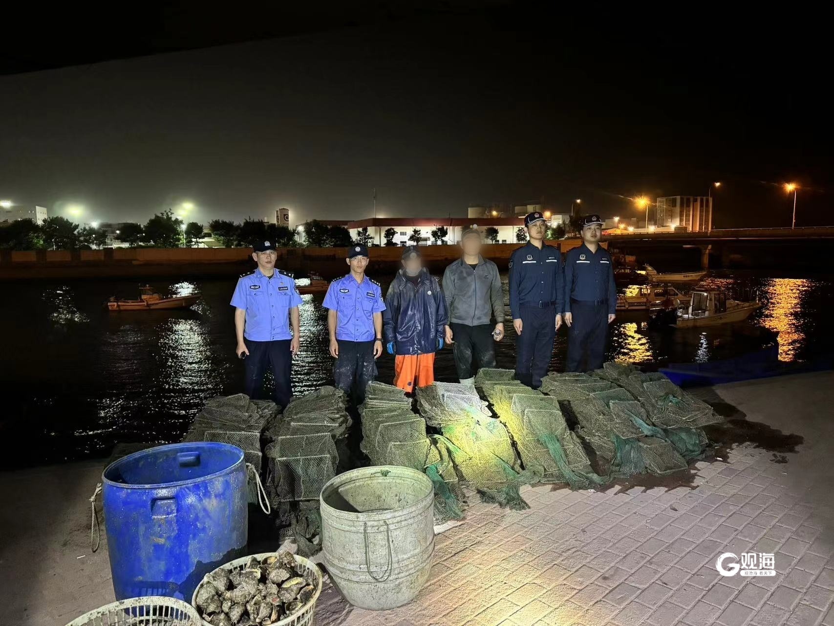 休渔期"地笼捕鱼",非法捕捞水产品百余斤!青岛警方抓获两人
