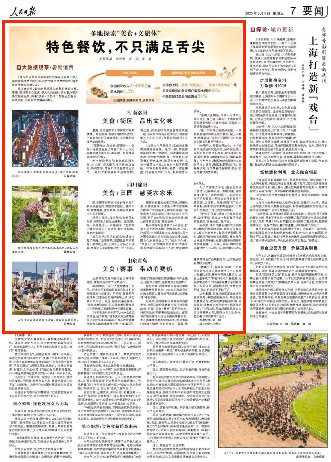 央媒看青岛 | 《人民日报》关注青岛:美食+赛事,带动消费热-青报网-青岛日报官网