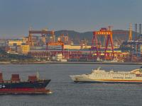 大船落日，“观海001”看到这样的胶州湾