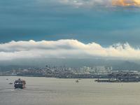 大船落日，“观海001”看到这样的胶州湾