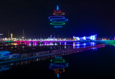 500架无人机凌空作画，闪耀浮山湾畔！