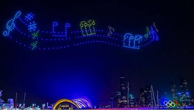 500架无人机凌空作画，闪耀浮山湾畔！