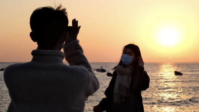 2021年第一轮落日！小麦岛公园人气旺
