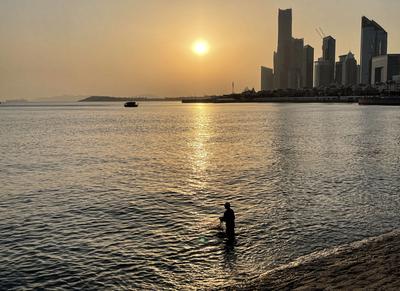 浮山湾海域梭鱼成群，捕鱼达人大显身手