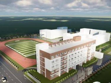 西海岸新区易通路小学扩建工程主体封顶