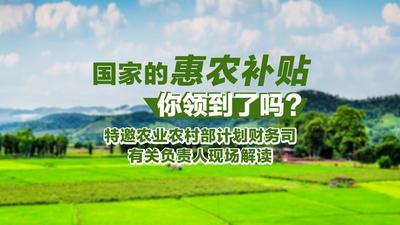 直播 | 国家惠农补贴，你领到了吗？
