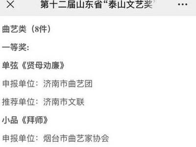 零突破！青岛这个区的文艺作品斩获山东省文艺界最高奖“泰山文艺奖”