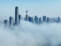 青岛平流雾航拍图：真·天空之城