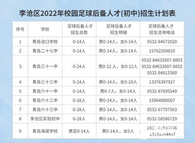 李沧区9所初中招足球后备人才188人