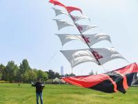 蓝天做衬！15只“帆船”遨游汇泉广场上空