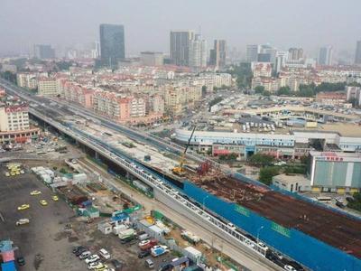 万吨桥梁“龙抬头”！历时22天，辽阳路交通结建工程桥梁顶升完成