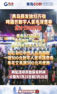 每张100元！13万张啤酒节数字人民币消费券来了