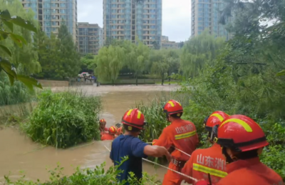 男子河边拍照不慎跌落河道被困芦苇荡，青岛消防上演紧急救援