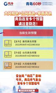 大风橙色+台风黄色+暴雨黄色！青岛连发多个预警