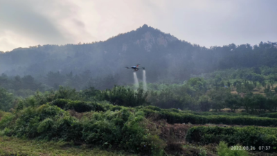 无人机植保飞防试验，较人工省时省水10倍