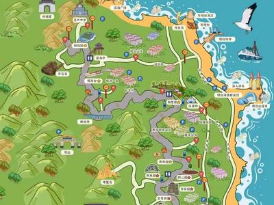 烟台山海步道手绘地图发布