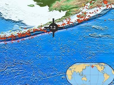 美国阿拉斯加州以南海域发生7.2级地震，震源深度20千米