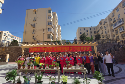 市北这个街道举办邻里花卉展