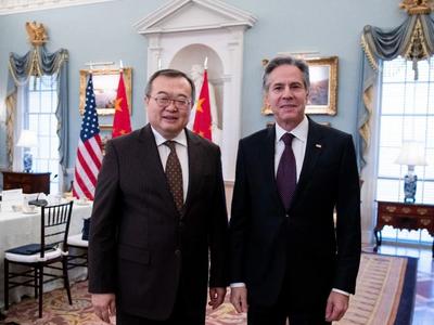 中共中央对外联络部部长刘建超会见美国国务卿布林肯