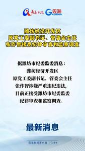 潍坊经济开发区原党工委副书记、管委会主任张作智接受纪律审查和监察调查