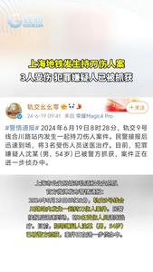 上海地铁发生持刀伤人案，3人受伤，犯罪嫌疑人已被抓获