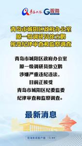 青岛市城阳区政府办公室原一级调研员徐立鹏接受纪律审查和监察调查