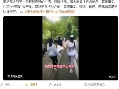 有人“尾随辱骂熊猫专家、制造网暴”，熊猫中心：已报警