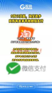 9月12日起，淘宝逐步向所有卖家开放微信支付