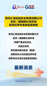 青岛汇泉民间资本管理有限公司业务二部副部长高洪海接受纪律审查和监察调查