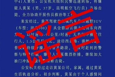 两男子造谣“昆明驾车撞人案131人死亡”，已被刑拘