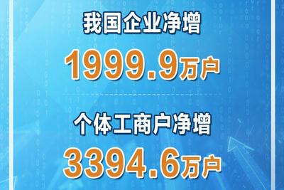 “十四五”以来，我国企业净增1999.9万户