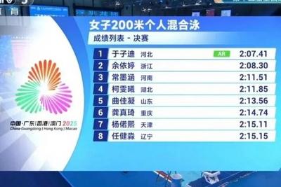 13岁于子迪全运会夺冠，打破叶诗文保持13年之久的亚洲纪录