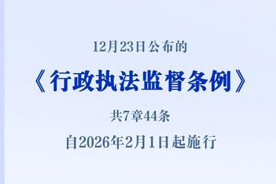 《行政执法监督条例》自2026年2月1日起施行