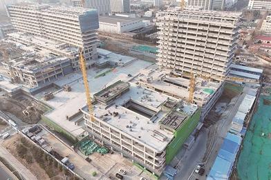 崂山区人民医院项目全面实施二次结构施工