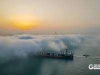 开启“仙境模式”！青岛再现平流雾景观